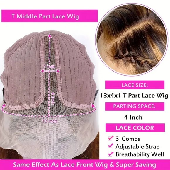 150% Density 13x1 Lace Front Human Hair Wig 4/27 Highlight Deep Wave Lace Front - Picture 3 of 4